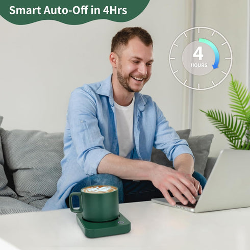 Set, 11oz 3-Temp Settings, Set(Mug VOBAGA Mug Warmer Coffee Warmer for Desk with Ceramic Mug, Auto Shut Off & Smart