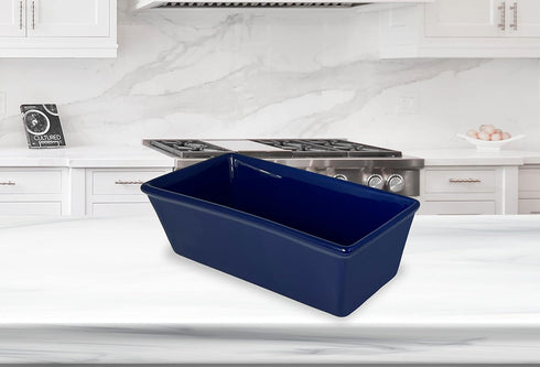 Stoneware Loaf Pan Overall Dims 10" x 5" x 3.25" Deep Blue