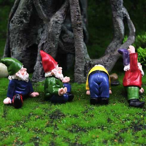 Yoga Gnome Miniature Garden Gnome, Fairy Garden Accessories Set of 4 Little Outdoor Gnomes