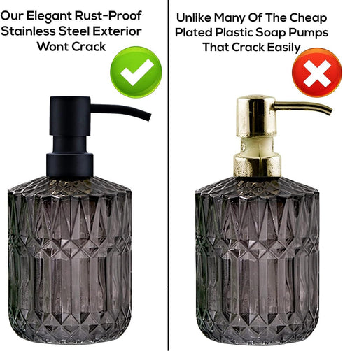 Black Soap Dispenser Pump Replacement, Matte 304 Stainless Steel Hand Soap and Lotion Dispenser for Glass Bottles