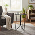 Table,12" LIFFY Outdoor Side Indoor Small Round Glass Tabletop Accent Table with Metal Frame, Home Decorative Plant