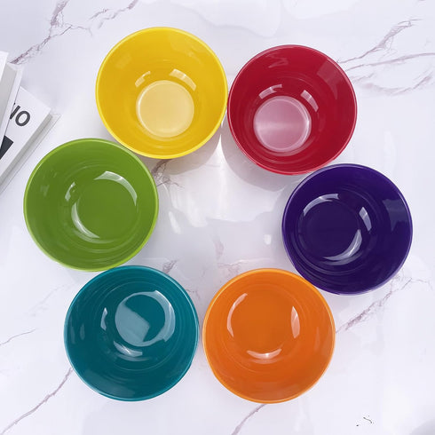 Set of 6 100% Melamine 28oz Salad Bowls, 6 inch Round Dinnerware for Home Dinner Party or Picnic, Break-resistant