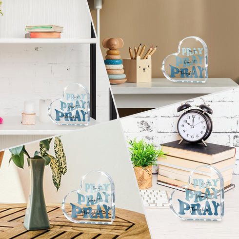 zaxek Blue Religious Christian Decor for Woman, Blue Heart Shape Gift for Birthday Dorm Living Room Church Table Desk