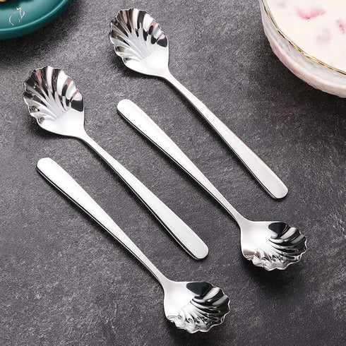 Csinos 304 Stainless Steel Spoon Set, Shell Shape Flatware Spoon