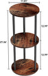 GHIMIGN 11.8'D 3-Tier Round Drink Table - Small Side Table with Wood Legs, End Table for Small Space, Balcony & Office