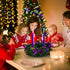 MCEAST 12 Inch Christmas Centerpiece Wreath Candle Holder with Purple Ribbon, Bowknots, Pine Cones for Home Decoration