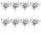 Gejoy 8 Pcs Christmas Tree Picks with Glitter, Faux Flower, Artificial Leaves, 7.8 Inch, Silver for Holiday Decor