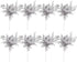 Gejoy 8 Pcs Christmas Tree Picks with Glitter, Faux Flower, Artificial Leaves, 7.8 Inch, Silver for Holiday Decor