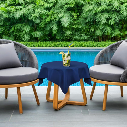24x24 inch, NEWISHER Navy Blue Square Tablecloth Heavy Duty Polyester Fabric Table Cloth, Washable Solid Reusable Table