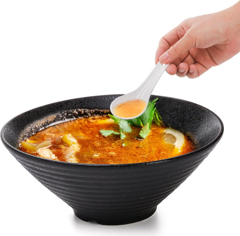 Yopay 24 Pack 5 Inch White Ceramic Soup Spoons, Asian Ramen Spoons for Appetizer, Wonton, Dumpling