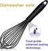 Dishwasher Safe Silicone Whisk, Sealed Waterproof Design Set of 3, Professional Kitchen Whisks for Cooking Non-Scratch, Silicone & Stainless Steel Whisk, Heat Resistant Balloon Egg Beater, Black by OYV