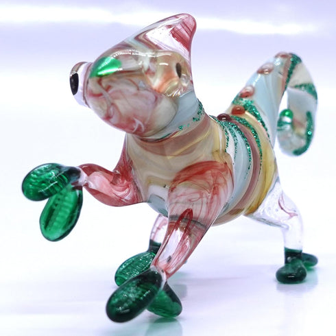 Chameleon Miniature Hand Blown Glass Art Figurines, Collectible Gift Home Decor (3" Red Green)