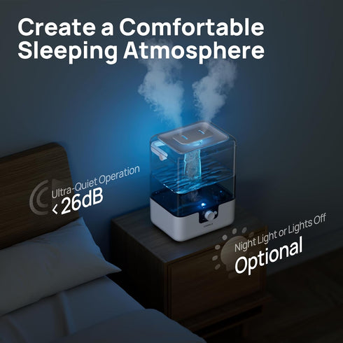 6L 26dB 50 1 Pack 2 CHIVALZ Humidifiers for Bedroom Large Room Home, Cool Mist Top Fill Humidifiers for Baby Nursery