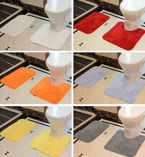 USIX Hand Tufted Cotton Bath Mat, Soft Absorbent Hotel Spa Tub Shower Floor Rug, Non-Rubber Back, Grey, U Shape