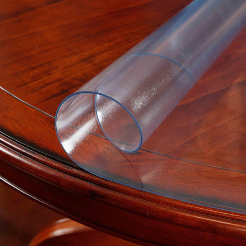 16 Inch 2mm NECAUX Round Frosted Table Cover Protector, Thick Upgraded Version, Unshrinkable Waterproof Oil Proof