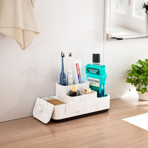 Counter Countertop VITVITI Bathroom Organizer, Toothbrush Holder for Bathroom, Resin Bathroom Organizer Storage