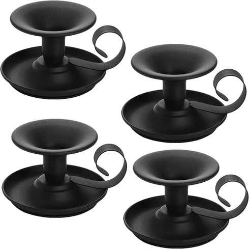 Yopay 4 Pack Iron Taper Candle Holder - Retro Rustproof Black Candlestick Holders for Halloween, Christmas, Wedding