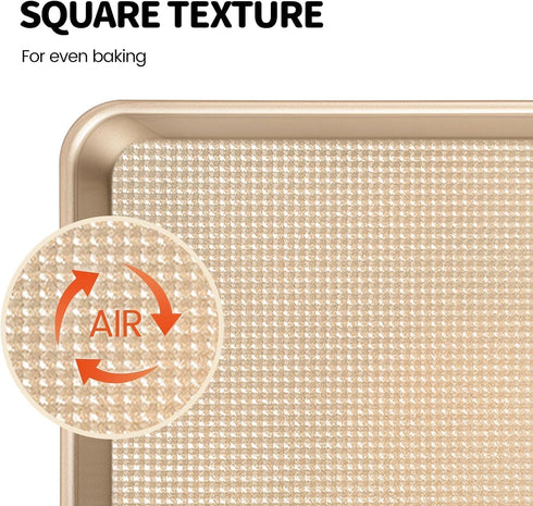 Quarter Sheet Pan, Non-Stick Baking Sheet, Cookie Sheets with Square Texture Pattern, Thicker Carbon Steel Baking Tray