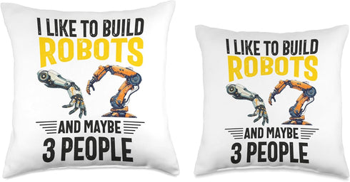 Funny Robot Engineer Throw Pillow - Robotics Coach for Men, Women, Boys
