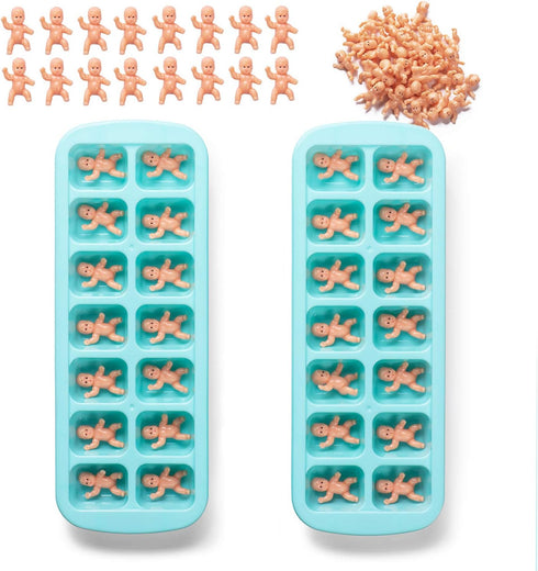JUXINDA My Water Broke Baby Shower Game - 36 Tiny Plastic Babies and 2 Ice Cube Trays for Games