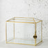 Glass Wedding Card Box with Slot, Large Clear 10.2 inch Gold Brass Gift Card Storage Box with Lock for Wedding