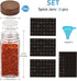 Yangbaga 12Pcs Glass Spice Jars with Labels,4oz Empty Square Spice Bottles with acacia wood lid & Shaker Lids and Silicone Collapsible Funnel Included