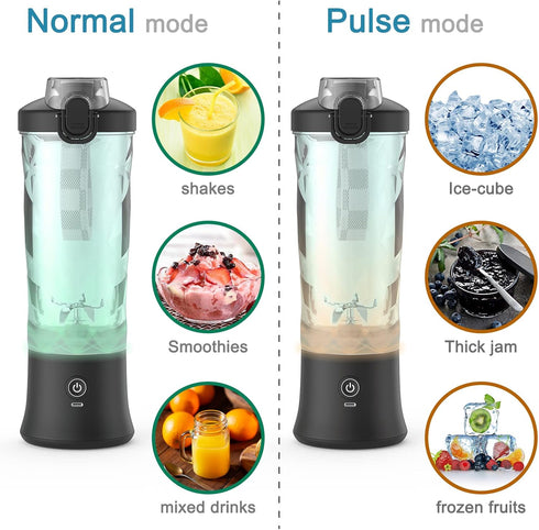 Portable Personal Size Blender for Shakes and Smoothies - 20 Oz Mini Blender with 6 Blades for Kitchen and Travel