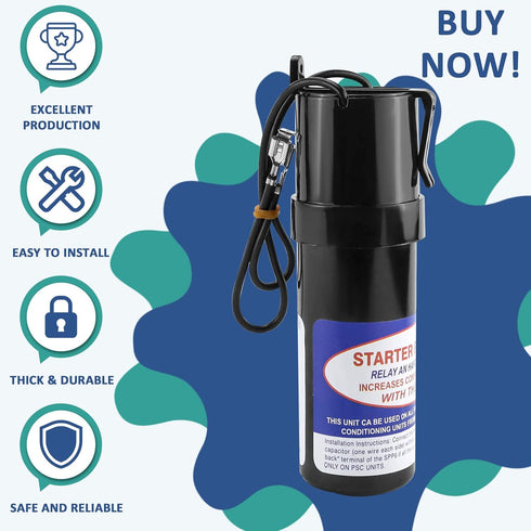 SPP6 Hard Start Kit for Air Conditioner, AC Hard Start Capacitor, Increases Starting Torque 500% for 4,000 to 120,000