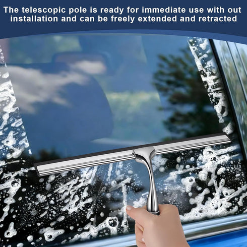 17'' 60'' 12'' (60'' - Metal Squeegee with Extension Pole for Window,Glass Door,Mirror, Wide Telescopic Shower Squeegee