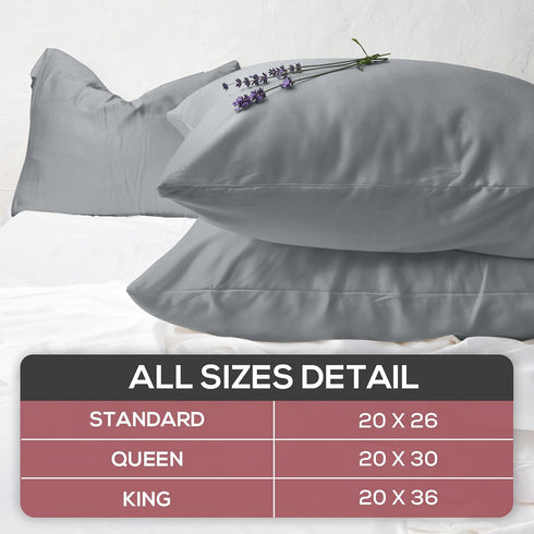 Superity Linen Pillow Cases Queen Size - Envelope Enclosure - 2 Pack - 100% Soft and Comfortable Premium Cotton - Grey