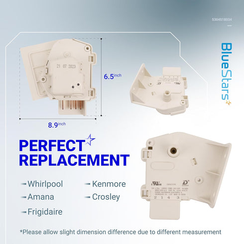 BlueStars 5304518034 Refrigerator Defrost Timer, Compatible with Frigidaire Kenmore Whirlpool Refrigerators/Freezers