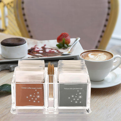ELLDOO Packet Packet Countertop Sugar Holder, Acrylic Sugar Bowl for Restaurant, Tea Bag Organizer, Coffee Stirrers