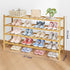 Closet 32.7" 4 Kitsure Bamboo Wooden Shoe Rack for - Stackable Shoe Organizer with Modular Structure, Space-Saving Shoe