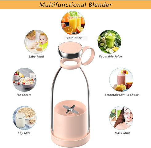 OTPEIR Personal Size Blender, Portable Battery Powered USB Blender (Pink)