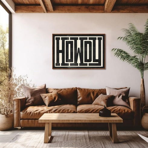 UUENPIH Western Wall Art Howdy Poster, Modern Wall Decor, Southern Home Decor, 16x12 in Unframed Canvas Painting