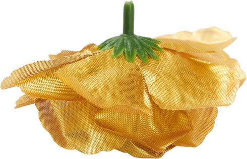 50 Pack Gold Roses Artificial Flowers, 3 Inch Stemless Fake Silk Roses for Wedding Decorations, Faux Bouquets