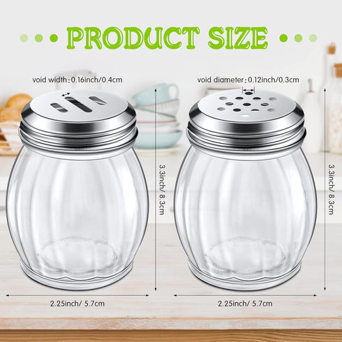 48 6 oz Hotop Pcs Cheese Parmesan Shakers with Perforated Top, Glass Spice Shaker with Slotted Stainless Steel Lid