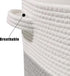 Large 60L Storage Basket with Lid, 16"Wx18"H Woven Cotton Laundry Basket, Dark Gray/Gray/White Mix