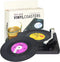 Funny Retro Vinyl Record Coasters for Drinks, Set of 6 with Vinyl Record Player Holder for Music Lovers, Gift Ideas