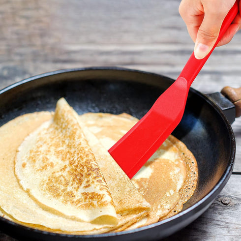 Zopeal 2 Pieces Silicone Narrow Skinny Spatula, Long Heat Resistant Cooking Flipper for Pancakes, Eggs, Burgers, Pizza