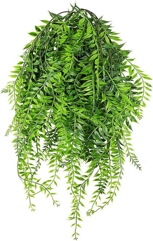 Artificial Hanging Vine - Weeping Willow Plastic Plants, Faux Ivy Garland for Indoor Outdoor Decor (4 Pcs)