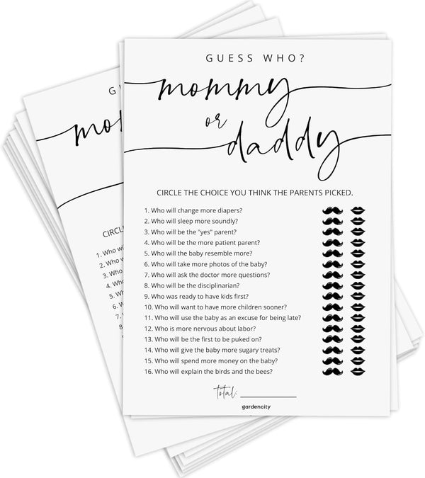 GardenCity 50 Mommy or Daddy? Baby Shower Game Cards, Fun Baby Shower