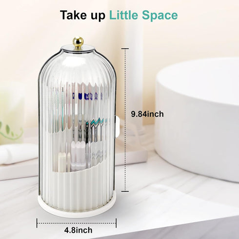Bathroom Organizer Countertop, Toothbrush Holders with Sliding Lid, Rotating 3 Slots Tooth Brush Toothpaste Caddy