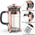 QUQIYSO French Press Coffee Maker, 34oz 304 Stainless Steel with 4 Filter, Borosilicate Glass, Easy to Clean, Copper