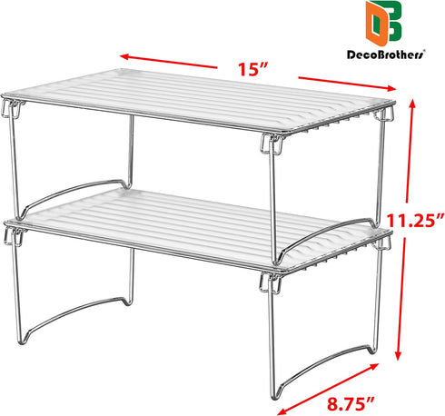 2 Pack, Deco Brothers Stackable Cabinet Shelf Organizer, Chrome