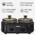 Sunvivi Dual Slow Cooker, Buffet Server & Warmer with 2 Removable Ceramic Pots, 3 Adjustable Temp Settings, 2.5 QT Black