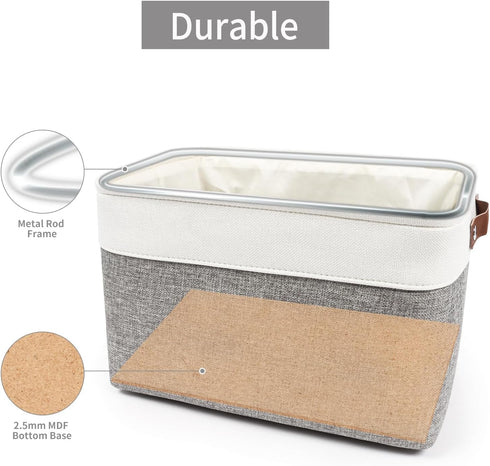 Storage Bins Large Fabric Storage Baskets for Shelves, 3 Pack Decorative Linen Closet Baskets with Handles for
