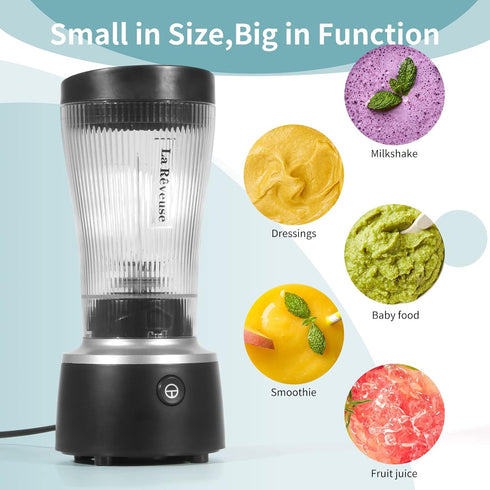 La Reveuse Personal Size Blender, 250 Watts for Shakes, Smoothies, with 15 oz Portable To Go Cup, BPA-Free