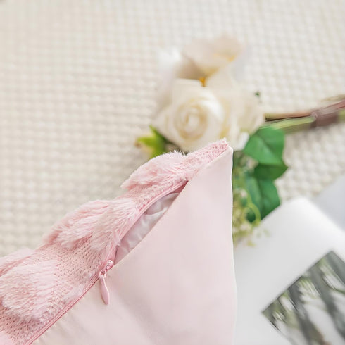 TAOSON Pack 2,Valentines 20x20 inch of Day Decoration White Heart Soft Plush Faux Fur Jacquard Throw Pillows Soft Couch
