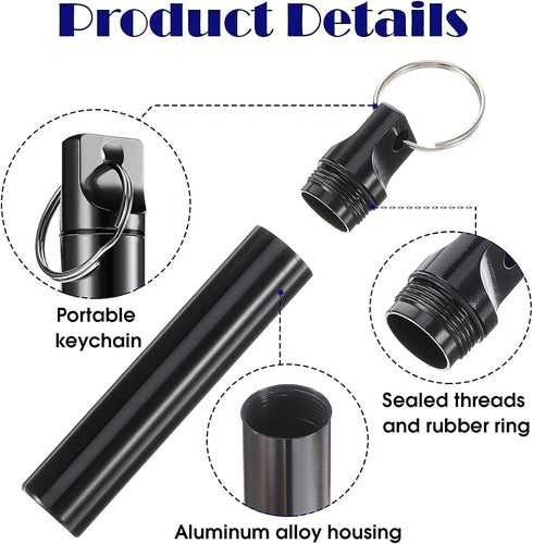 Portable Toothpick Holder 4PCs, Metal Dispenser, Pocket Waterproof Case with Keychain, Travel Purse Ear Wax Removal